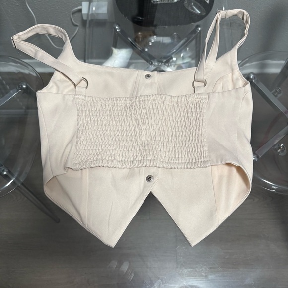 Fashion Nova Beige Button-Up Crop Top - Picture 3 of 6